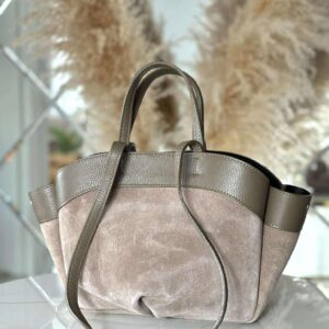 Torebka POLENKA skóra naturalna shopper A5 kuferek beż taupe