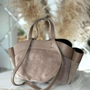 Torebka POLENKA skóra naturalna shopper A5 kuferek beż mokka