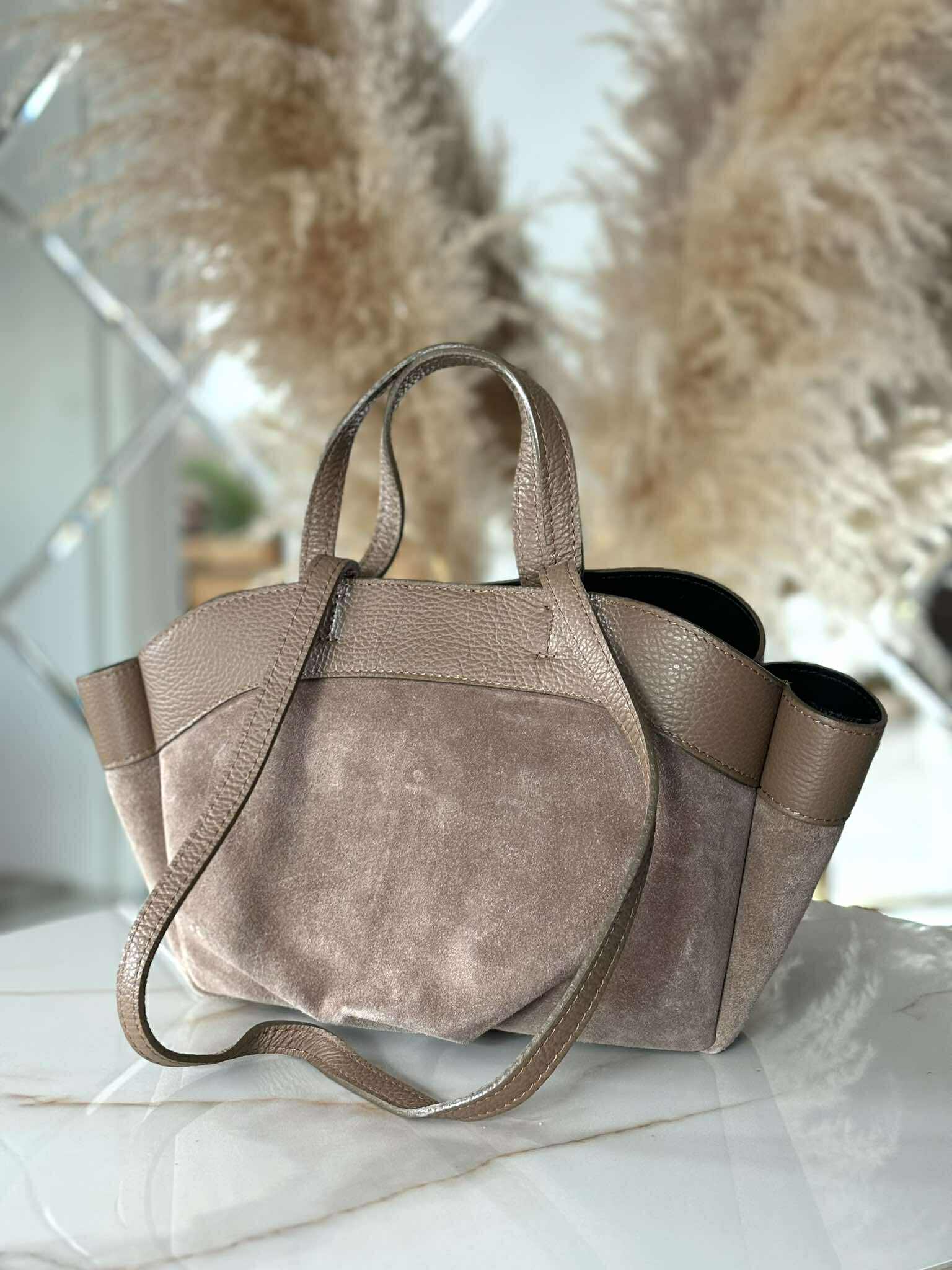 Torebka POLENKA skóra naturalna shopper A5 kuferek beż mokka