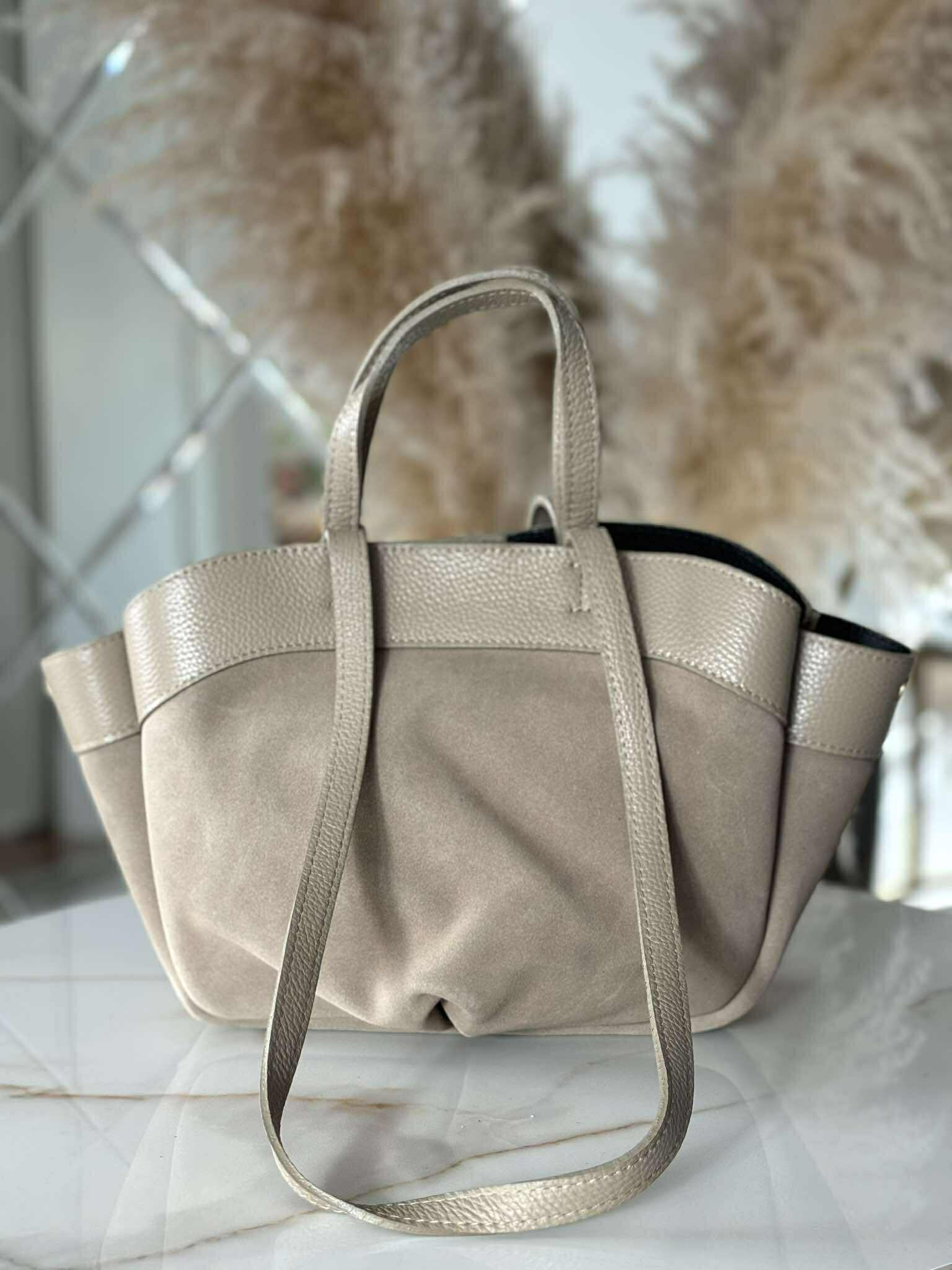 Torebka POLENKA skóra naturalna shopper A5 kuferek beż - obrazek 2