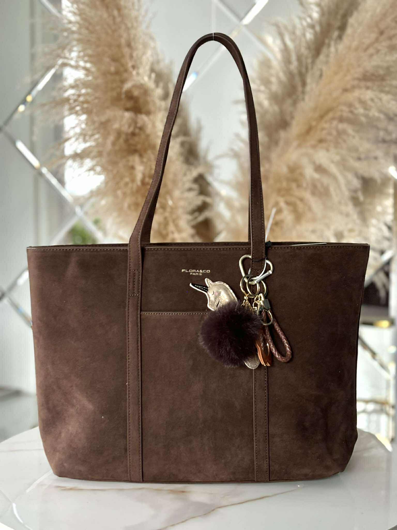 Torebka skóra ekologiczna FLORA&CO shopper A4 brązowa - obrazek 2