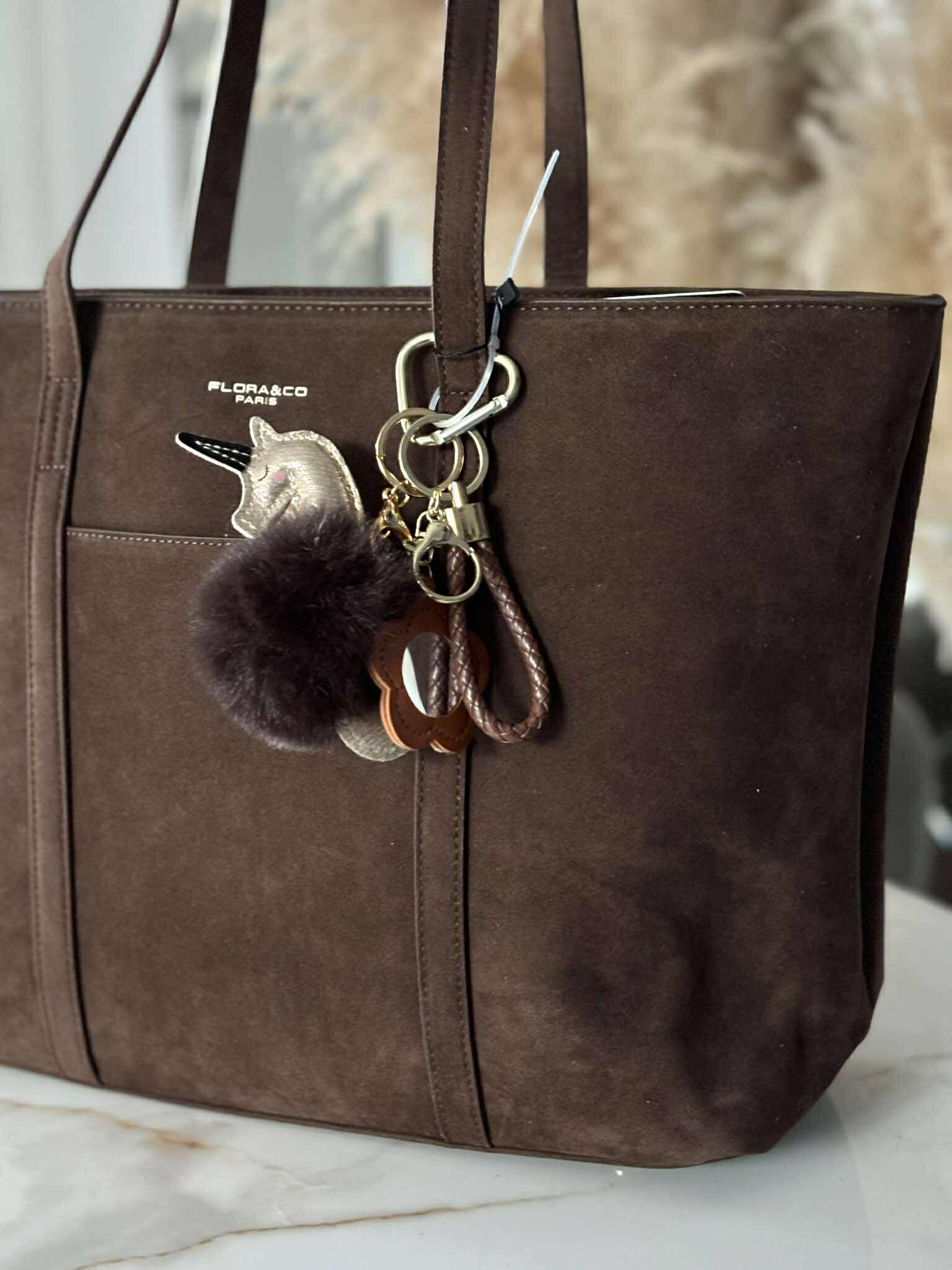 Torebka skóra ekologiczna FLORA&CO shopper A4 brązowa - obrazek 3