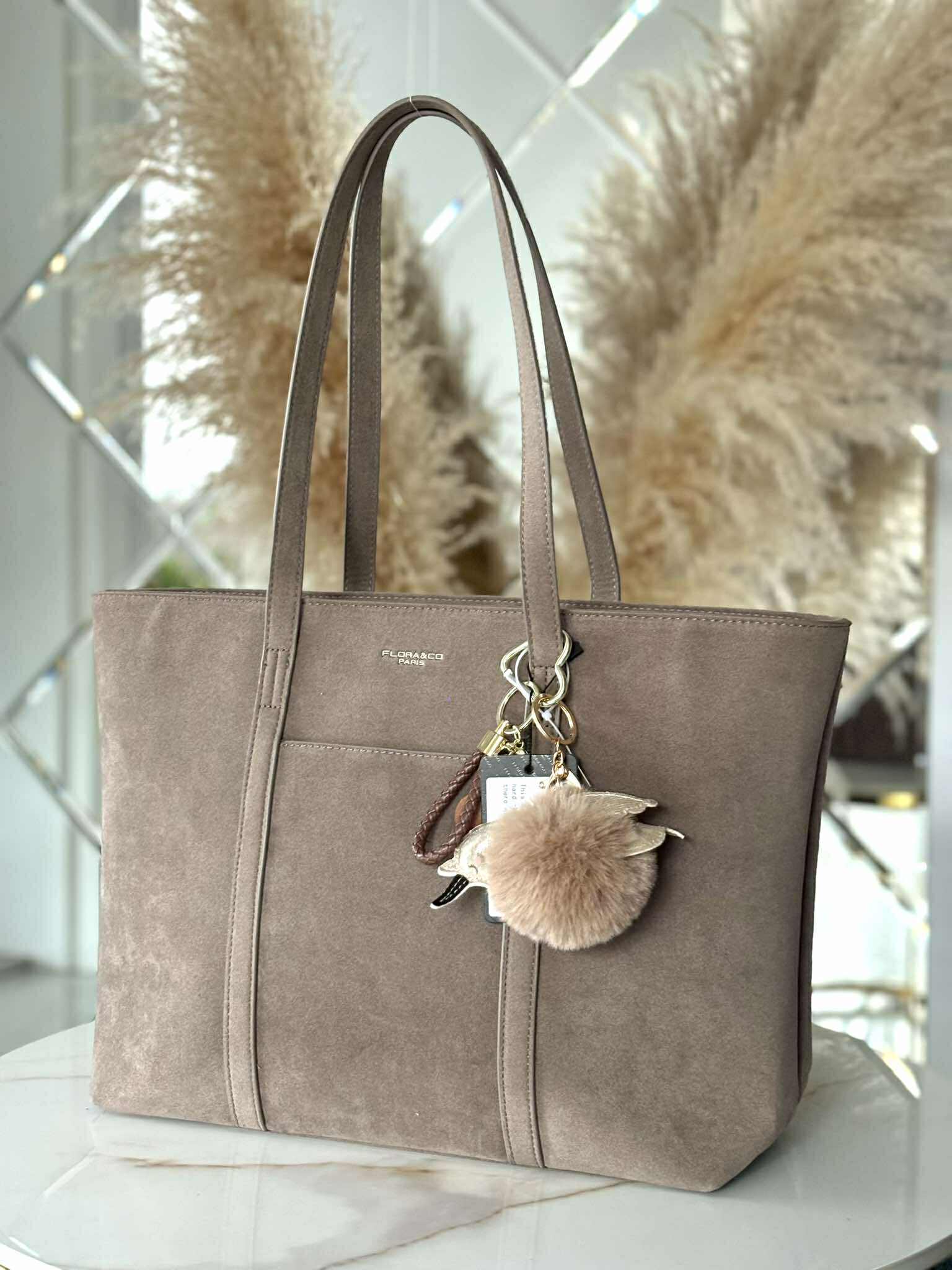 Torebka skóra ekologiczna FLORA&CO shopper A4 fango