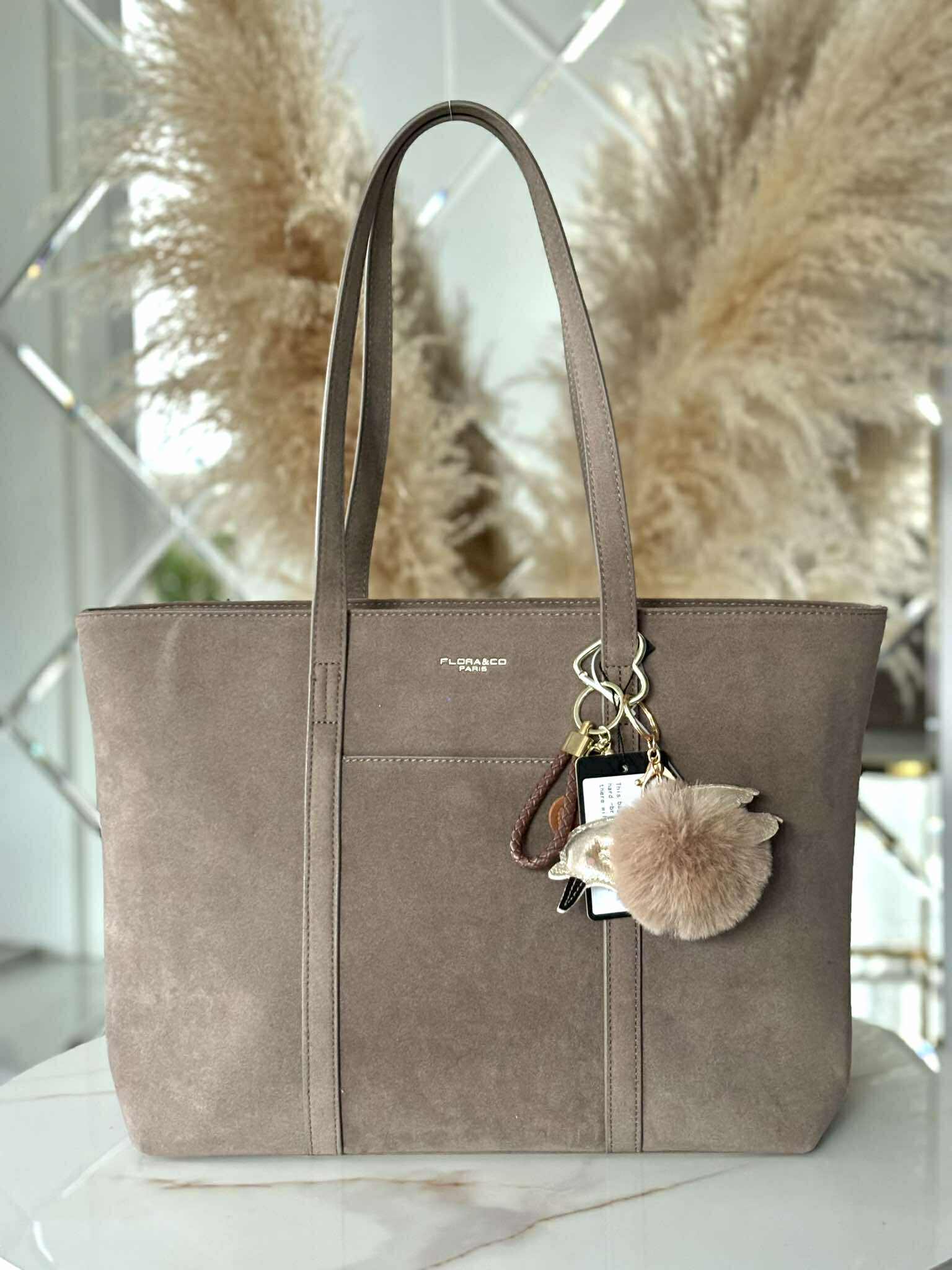 Torebka skóra ekologiczna FLORA&CO shopper A4 fango - obrazek 2