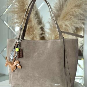 Torebka skóra ekologiczna FLORA&CO shopper A4 brelok fango
