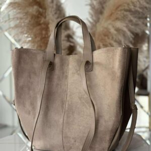 Torebka POLENKA większa skóra ekologiczna shopper mokka zamsz
