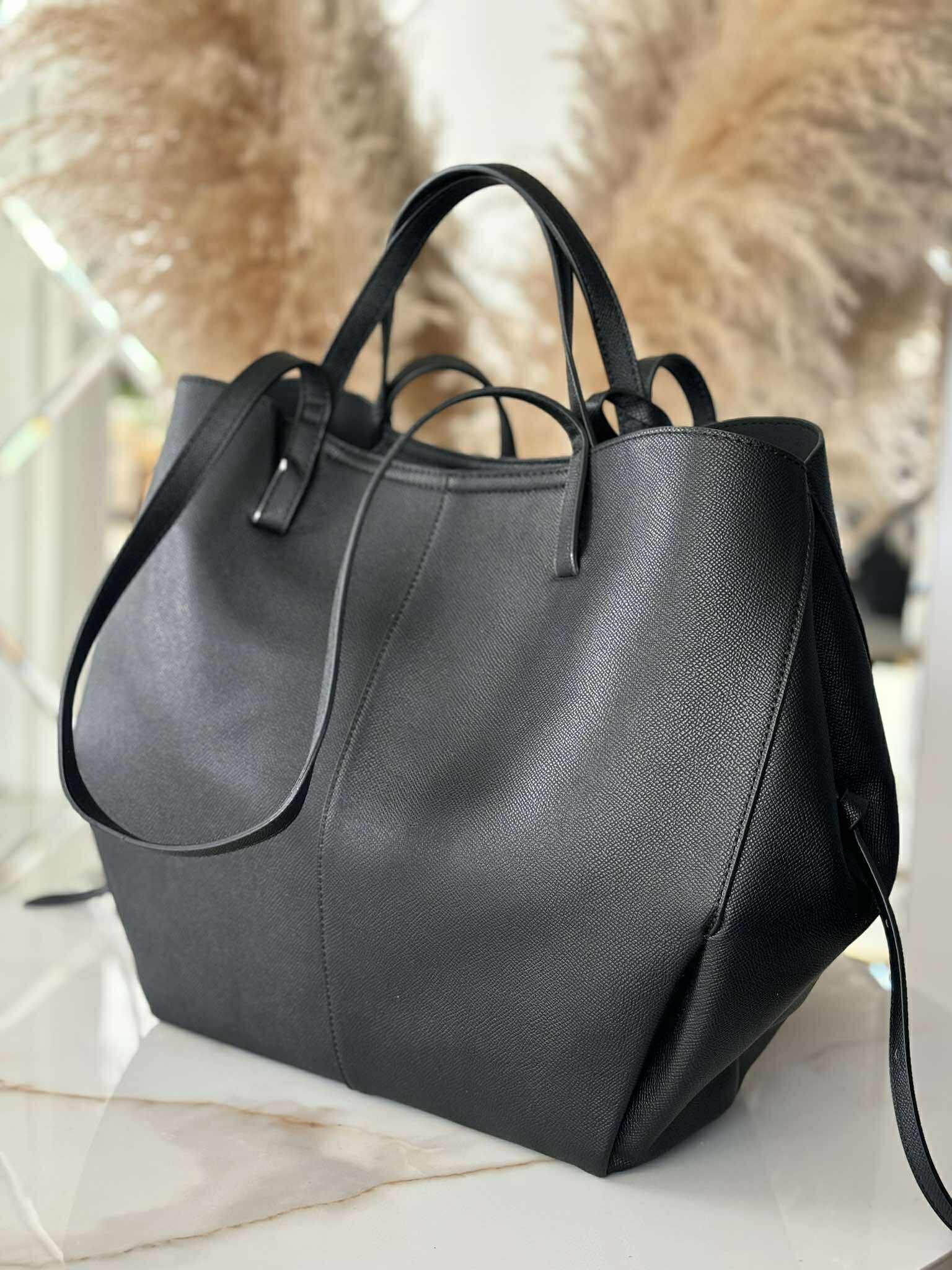 Torebka POLENKA większa skóra ekologiczna shopper czarna - obrazek 5