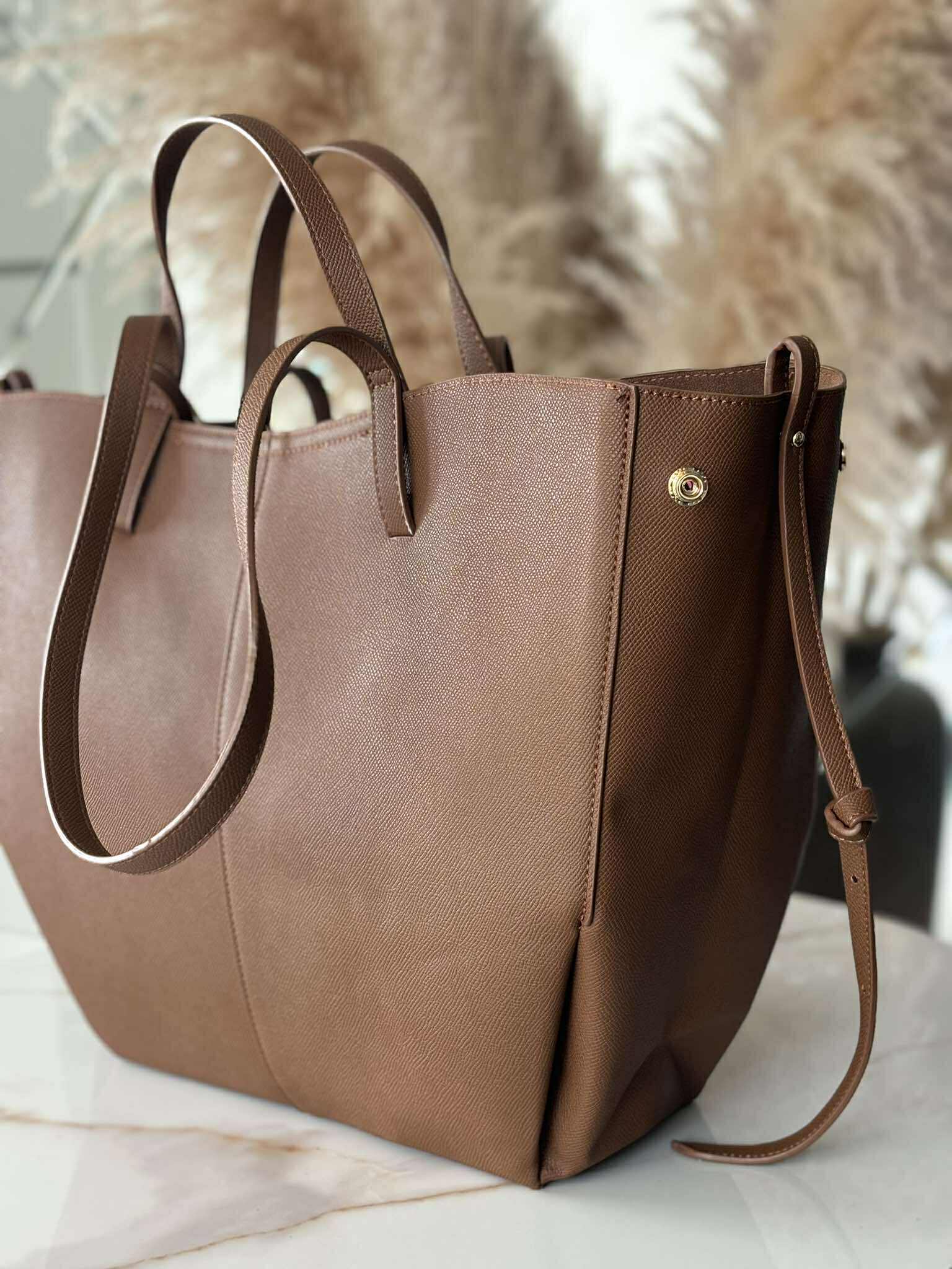 Torebka POLENKA większa skóra ekologiczna shopper mleczna czekolada - obrazek 7