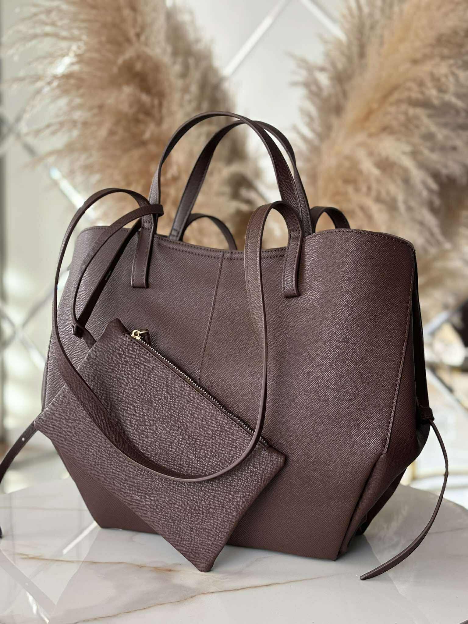 Torebka POLENKA większa skóra ekologiczna shopper brązowa