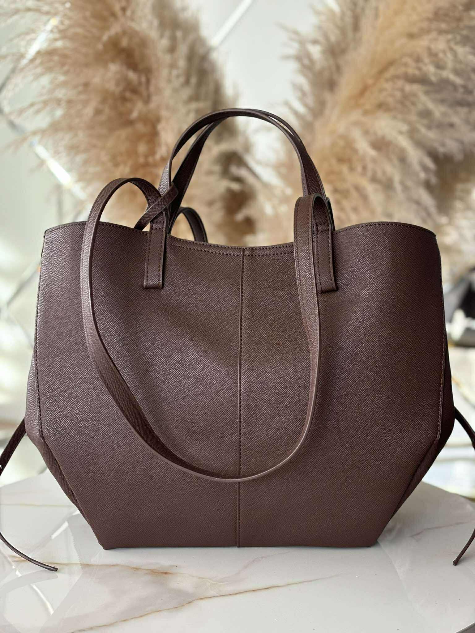 Torebka POLENKA większa skóra ekologiczna shopper brązowa - obrazek 3