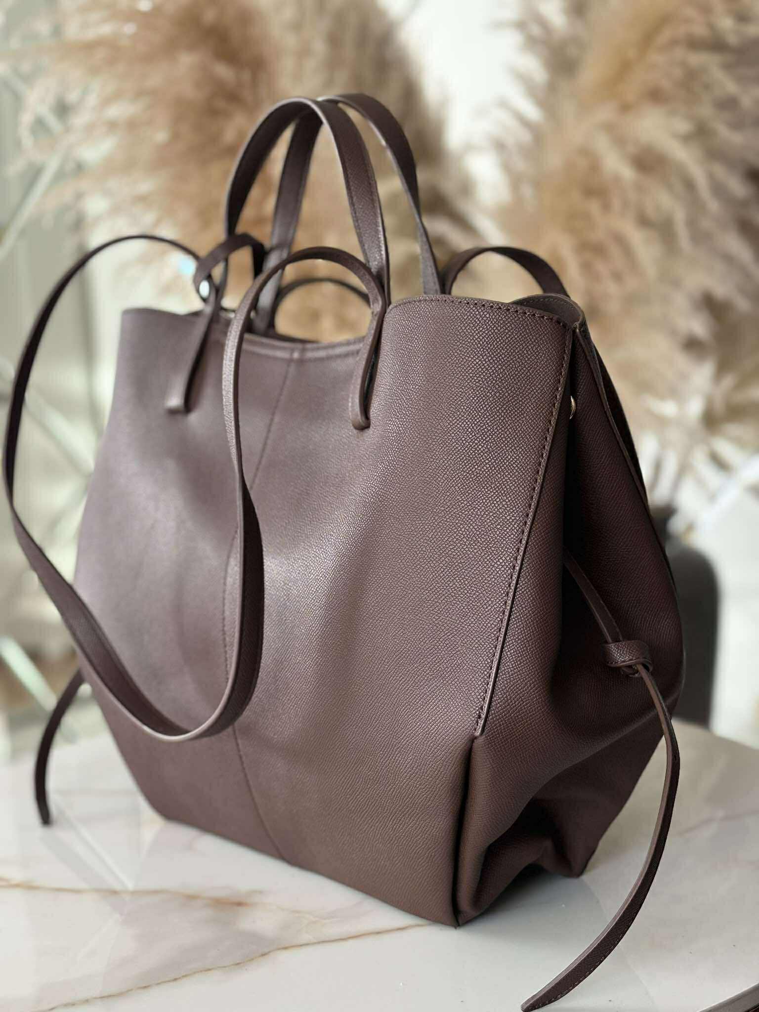 Torebka POLENKA większa skóra ekologiczna shopper brązowa - obrazek 4