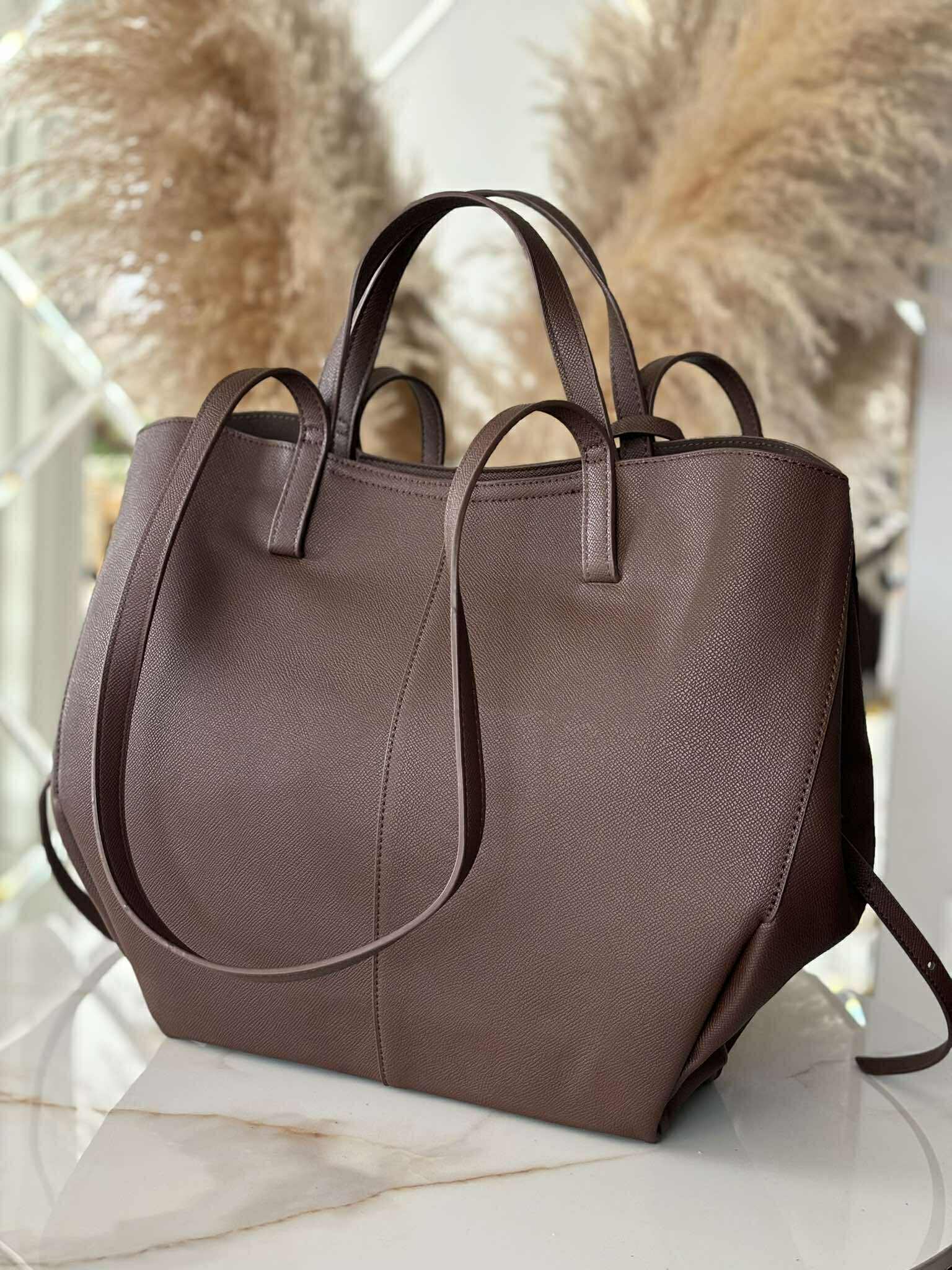 Torebka POLENKA większa skóra ekologiczna shopper brązowa - obrazek 5