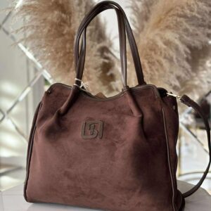 Torebka skóra ekologiczna BESTINI shopper gorzka czekolada zamsz