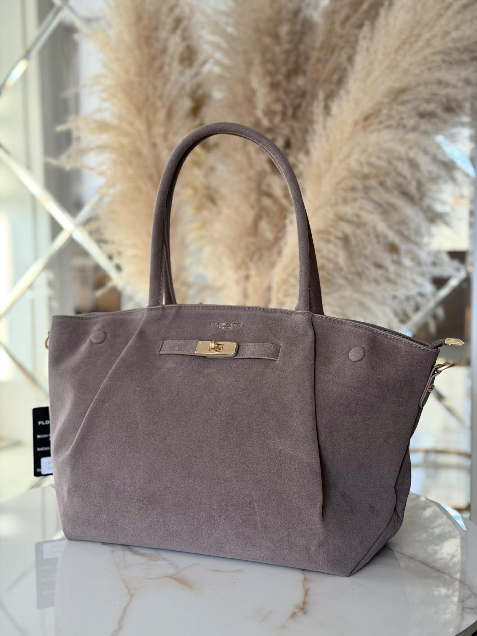 Torebka skóra ekologiczna FLORA&CO shopper kuferek A4 fango