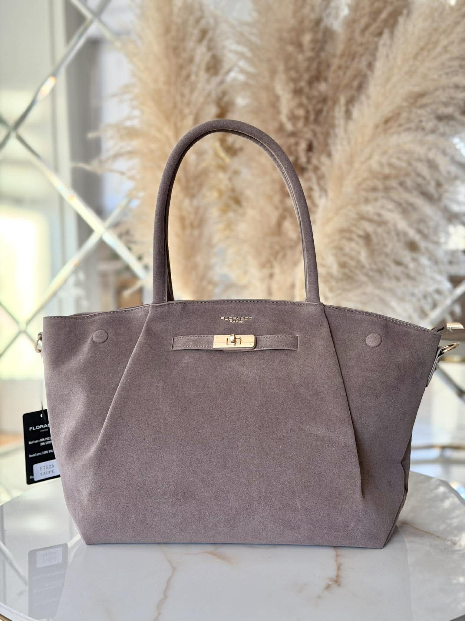 Torebka skóra ekologiczna FLORA&CO shopper kuferek A4 fango - obrazek 2