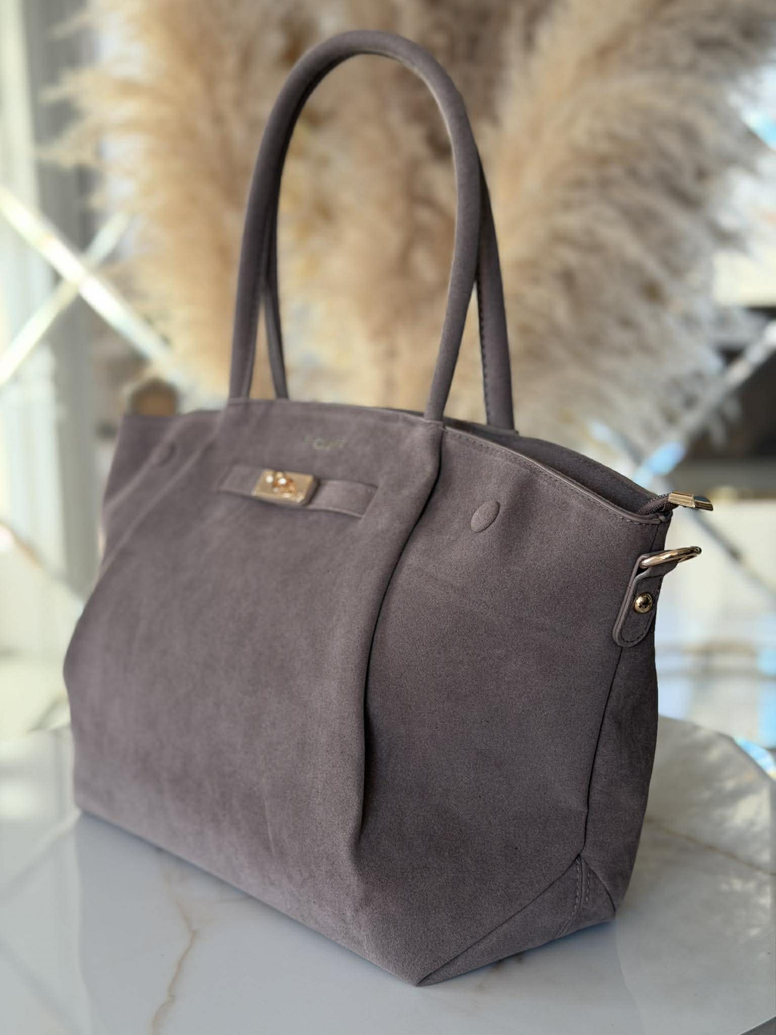 Torebka skóra ekologiczna FLORA&CO shopper kuferek A4 fango - obrazek 3