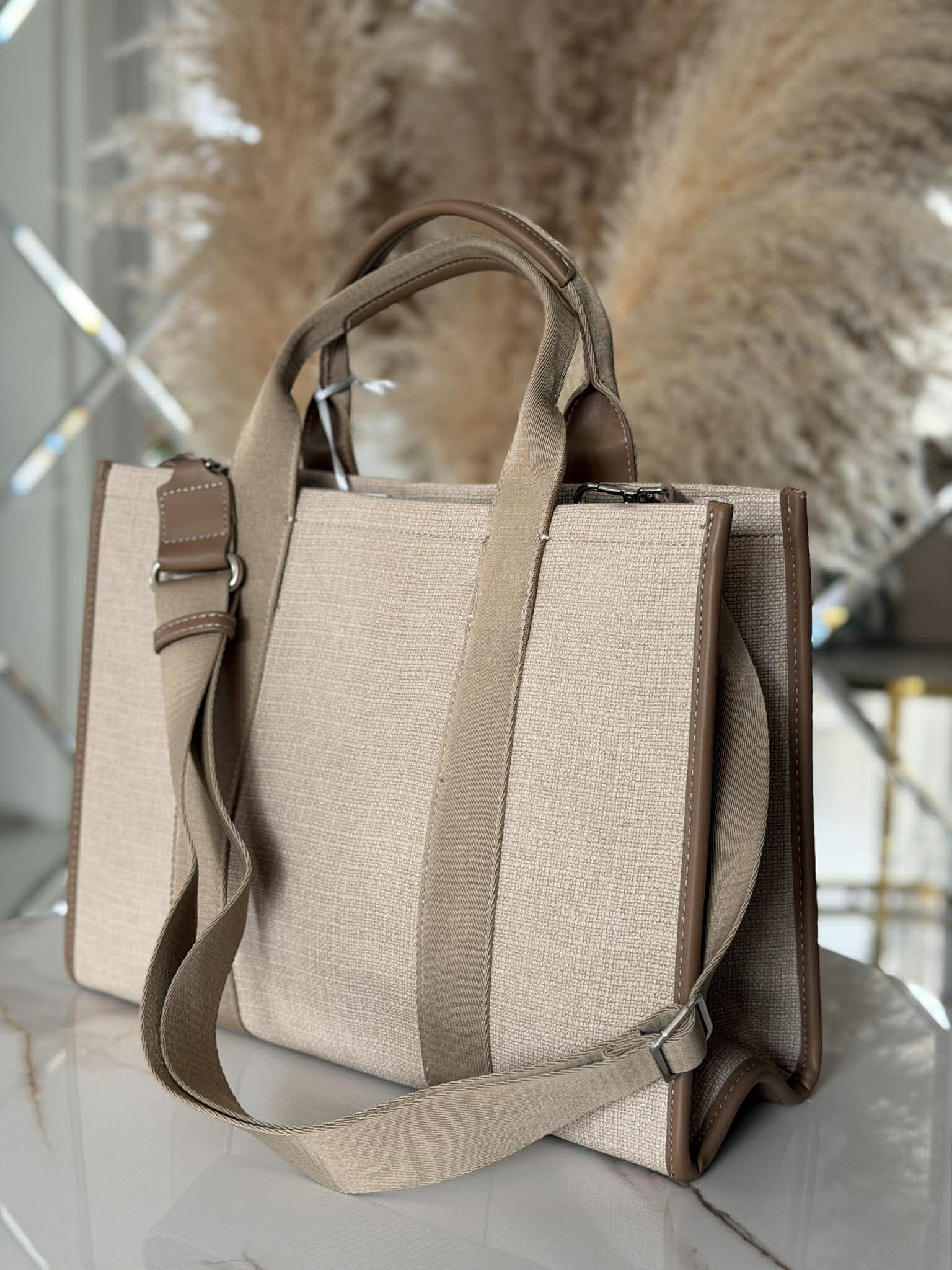 Torebka DAVID JONES shopper A4 apaszka taupe - obrazek 4