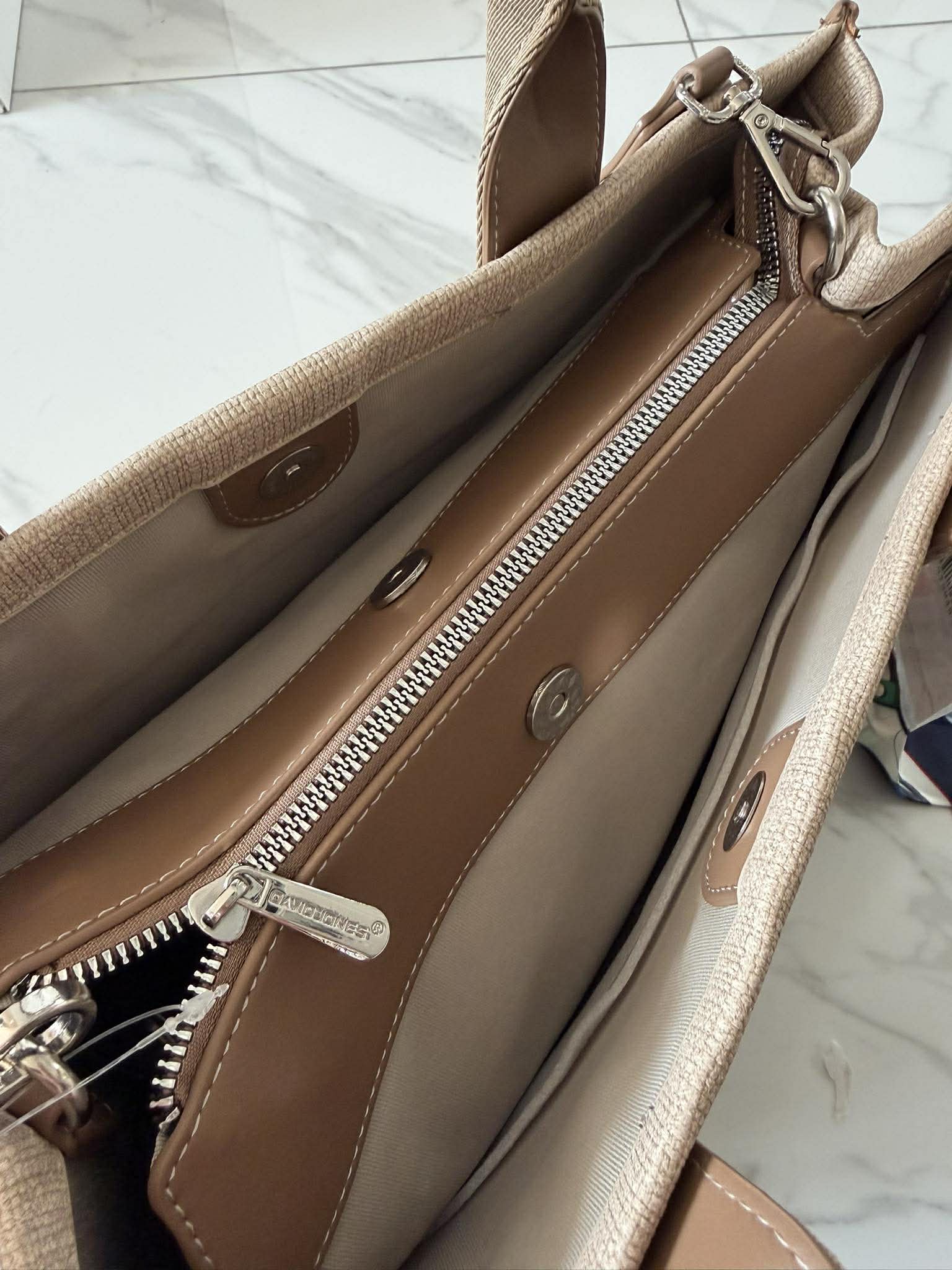 Torebka DAVID JONES shopper A4 apaszka taupe - obrazek 5