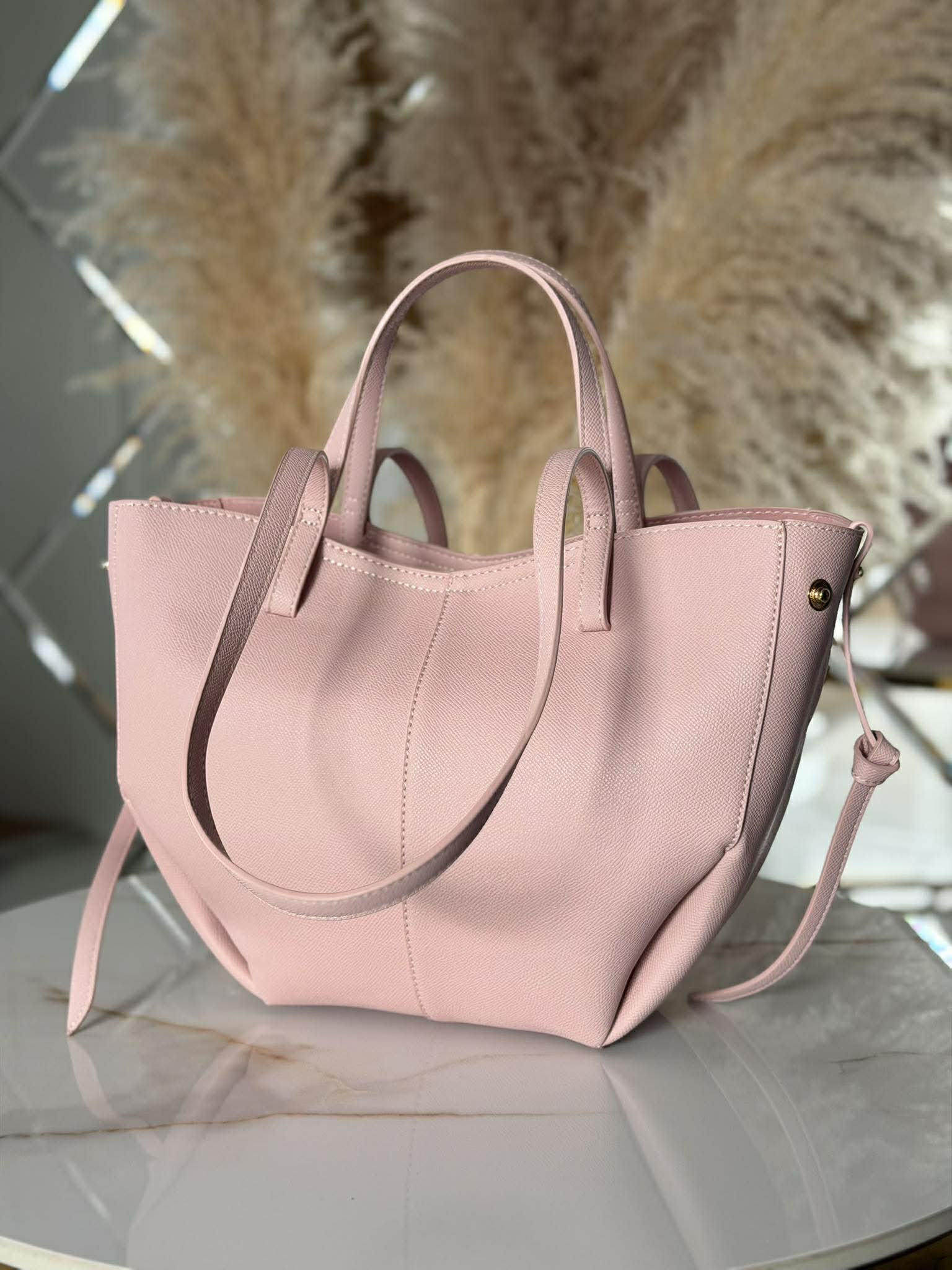 Torebka POLENKA mniejsza skóra ekologiczna shopper różowa