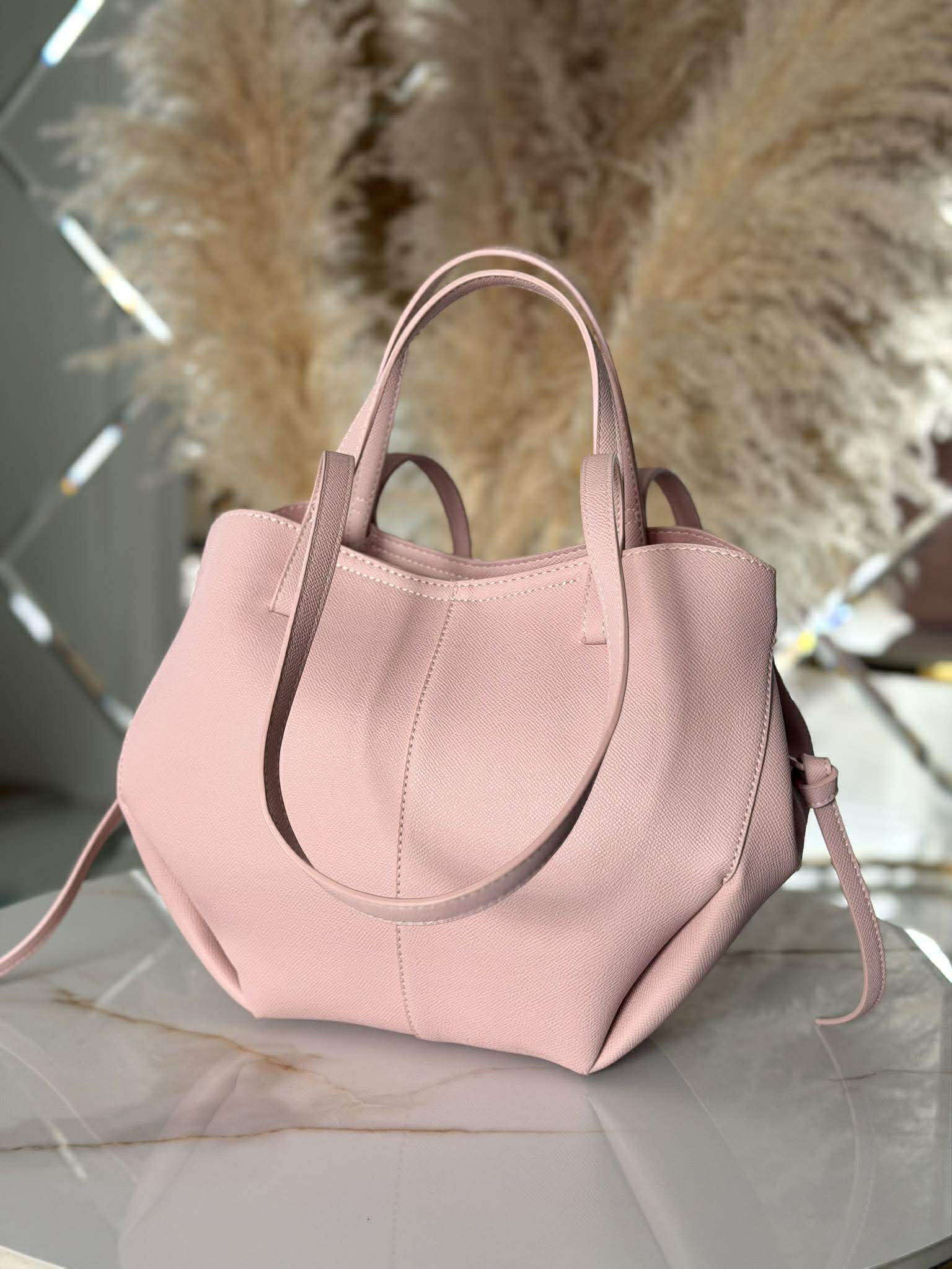 Torebka POLENKA mniejsza skóra ekologiczna shopper różowa - obrazek 4