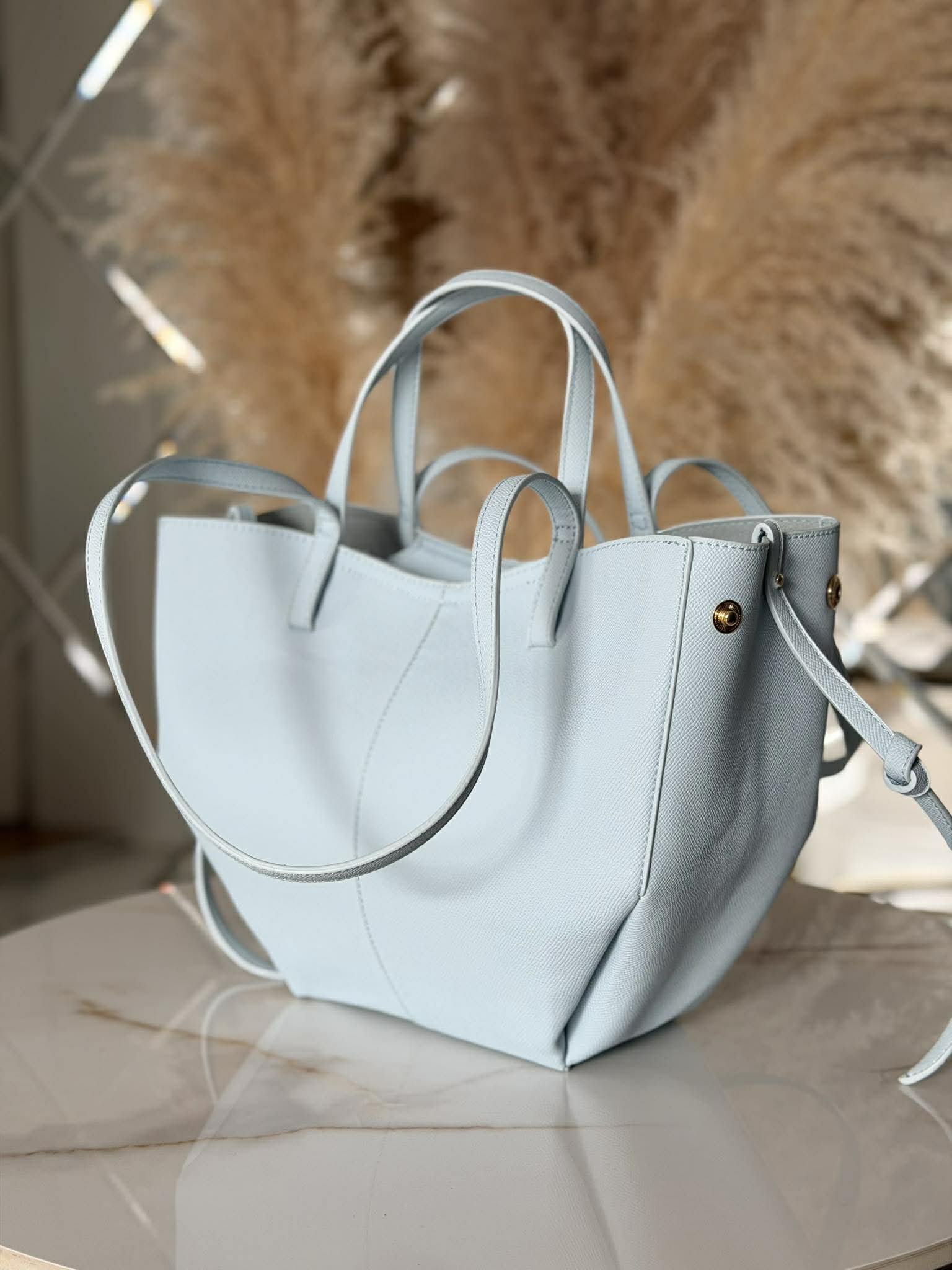 Torebka POLENKA mniejsza skóra ekologiczna shopper niebieska - obrazek 3
