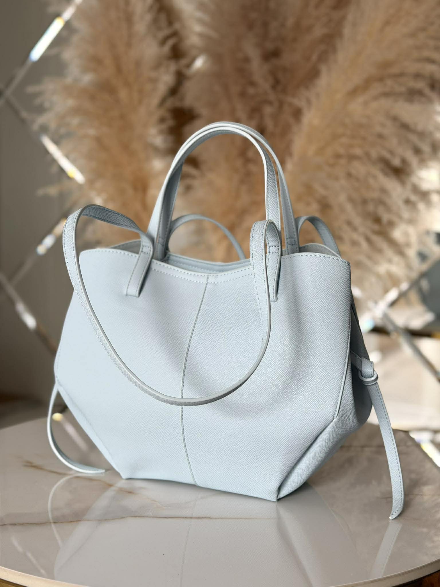 Torebka POLENKA mniejsza skóra ekologiczna shopper niebieska - obrazek 4