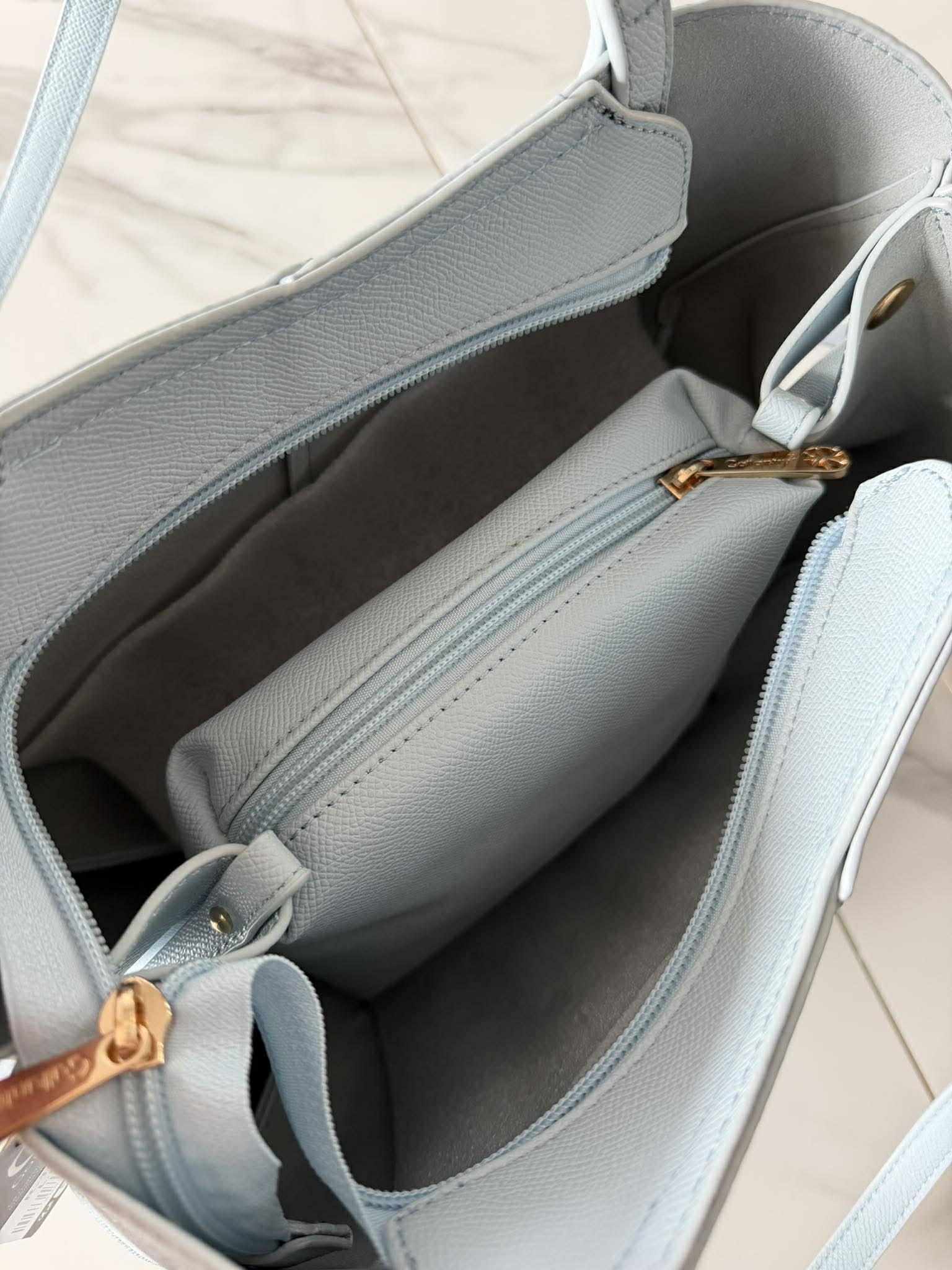 Torebka POLENKA mniejsza skóra ekologiczna shopper niebieska - obrazek 6