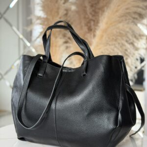 Torebka POLENKA 2w1 większa skóra ekologiczna shopper czarna