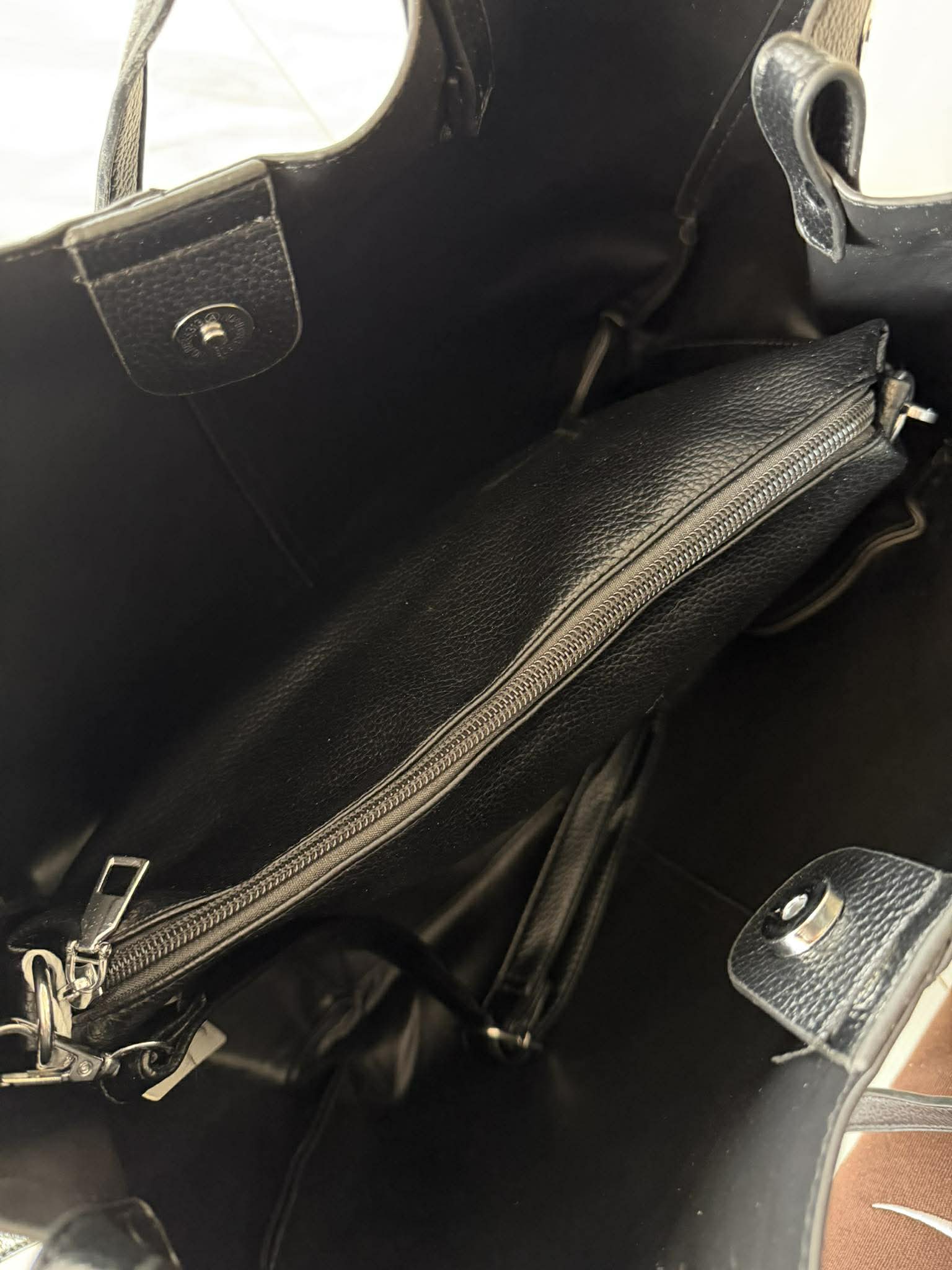 Torebka POLENKA 2w1 większa skóra ekologiczna shopper czarna - obrazek 4