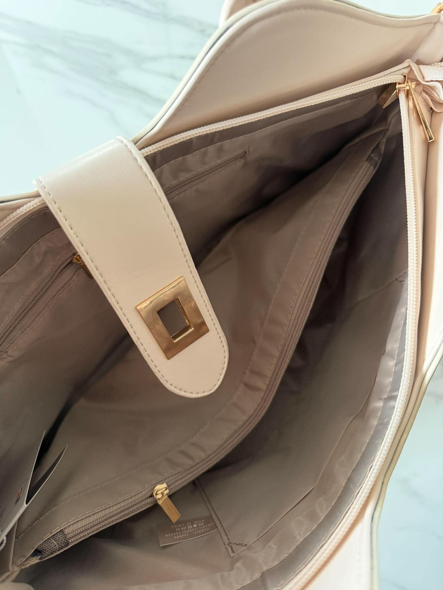 Torebka KUFEREK shopper listonoszka beżowa - obrazek 4