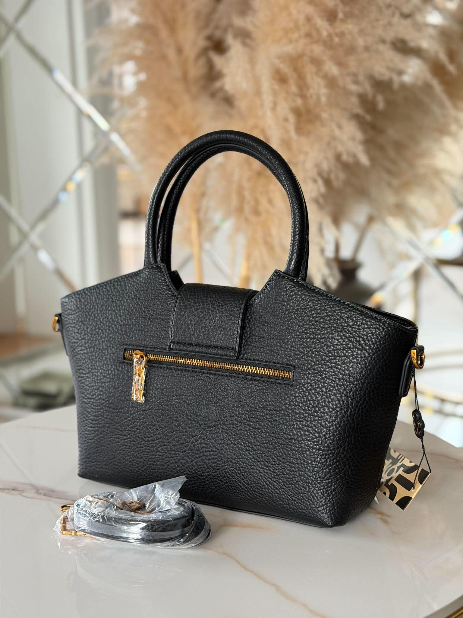 Torebka EGO duży kuferek shopper insecta czarna niebieska - obrazek 3