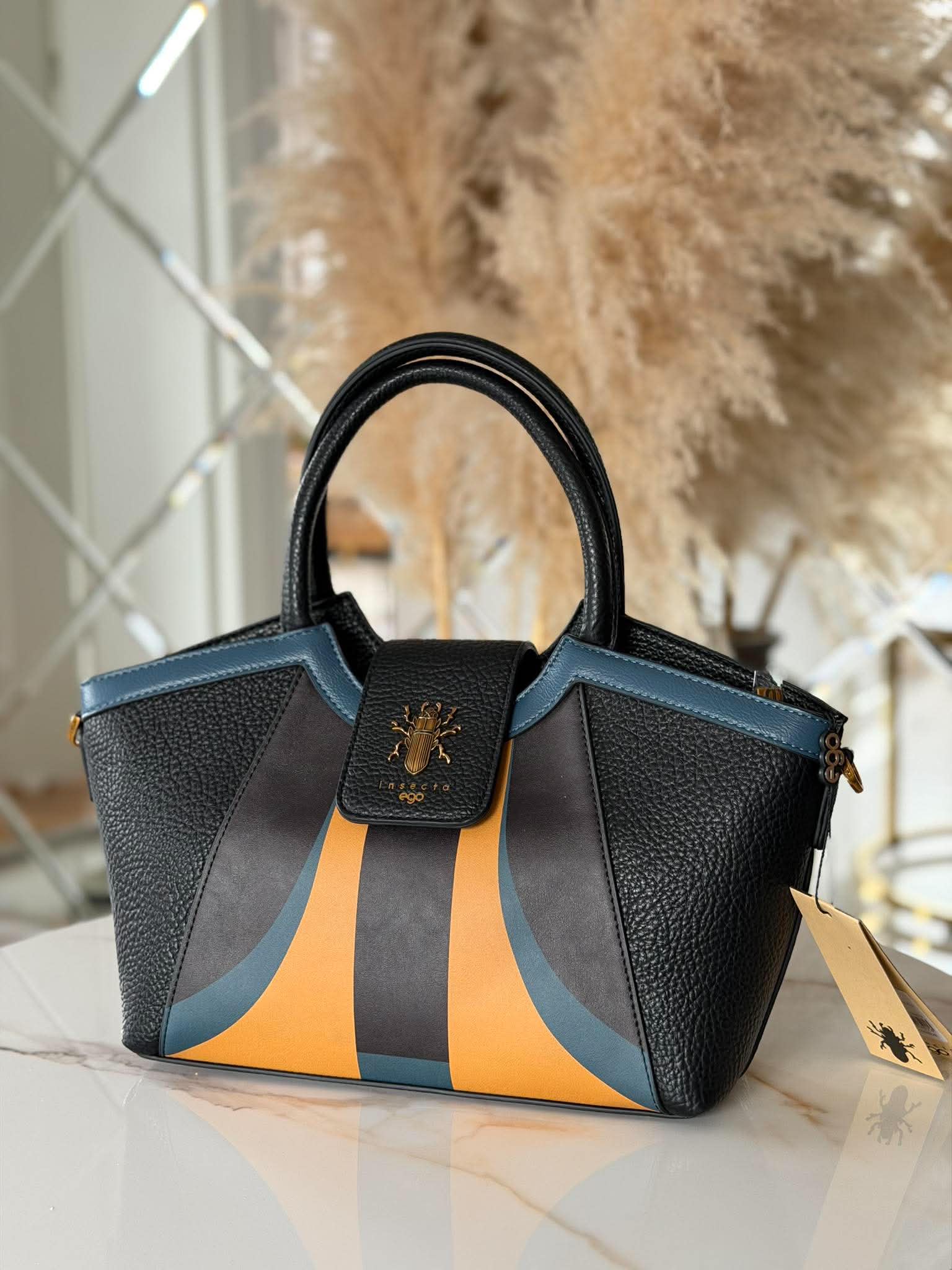 Torebka EGO duży kuferek shopper insecta czarna żółta