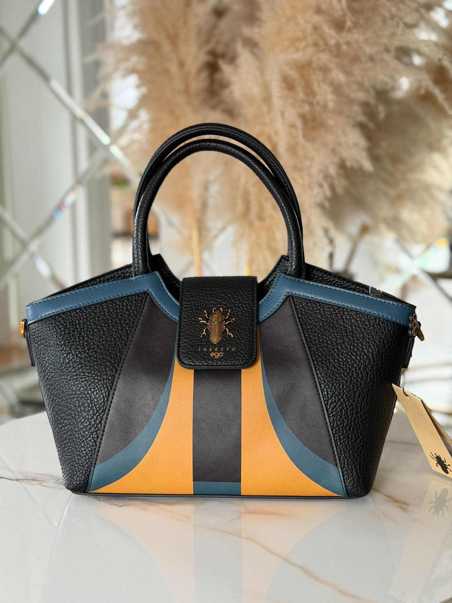 Torebka EGO duży kuferek shopper insecta czarna żółta - obrazek 2