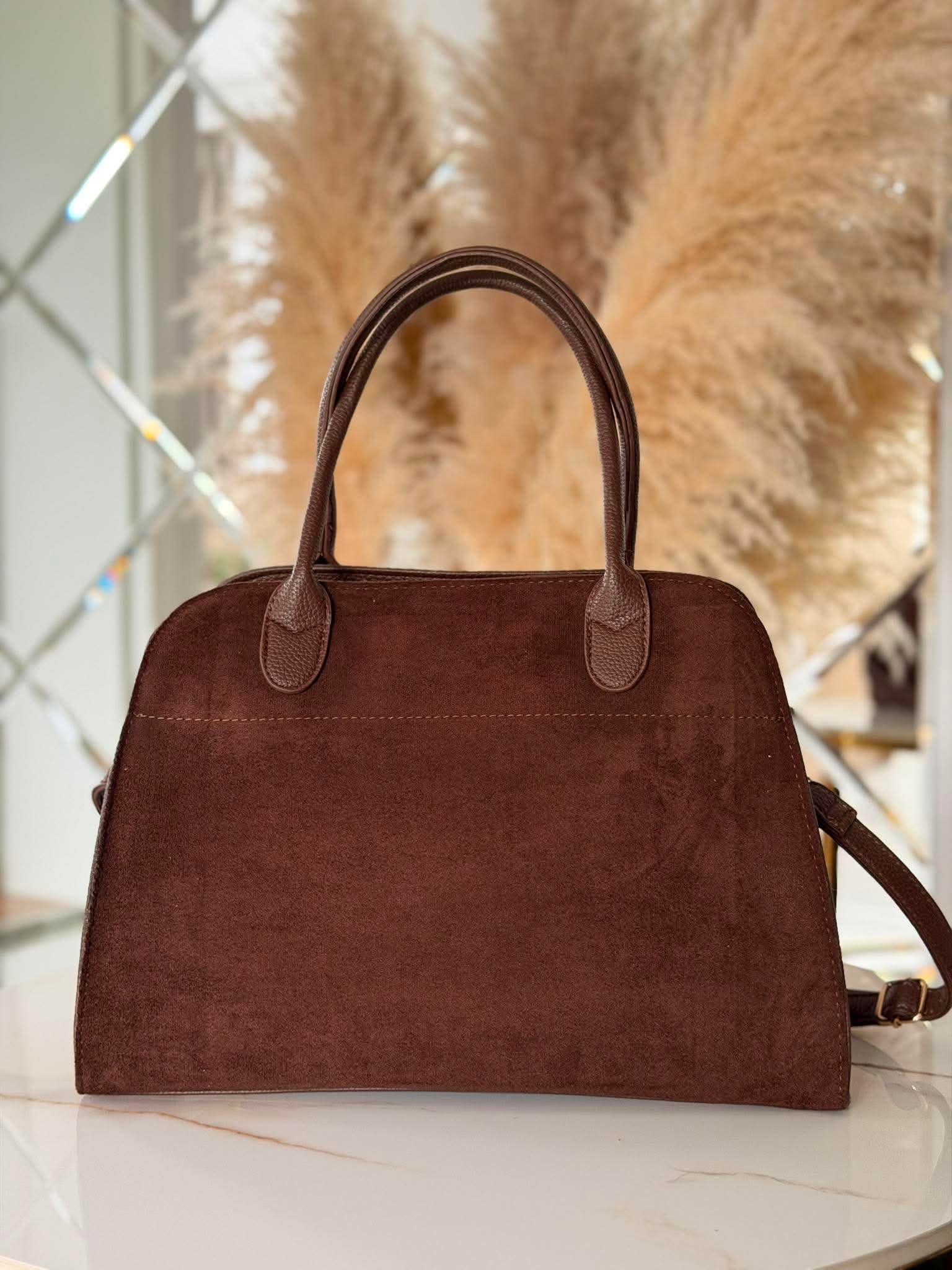 Torebka KUFEREK większy inspiracja shopper gorzka czekolada brąz - obrazek 2