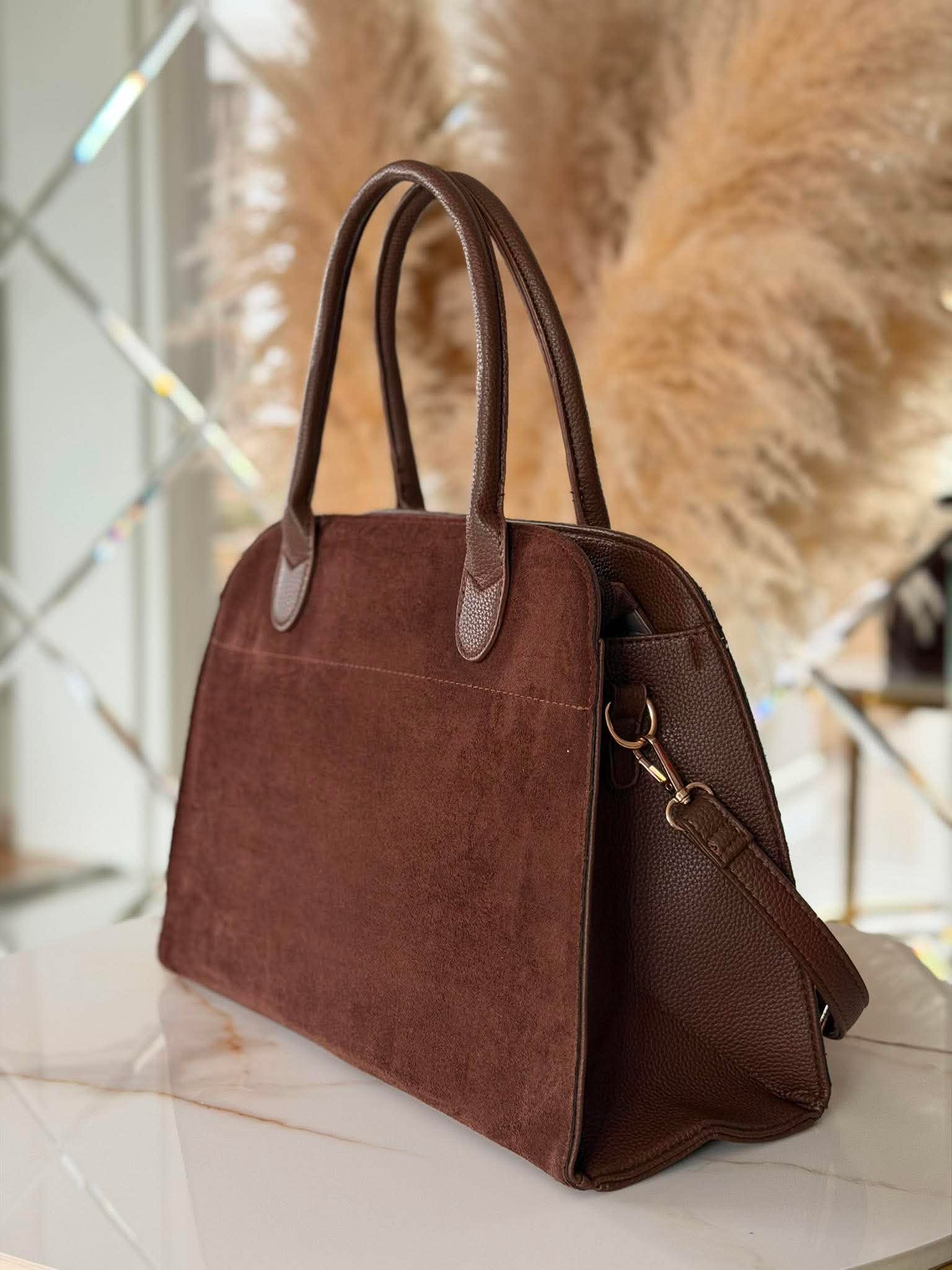 Torebka KUFEREK większy inspiracja shopper gorzka czekolada brąz - obrazek 3
