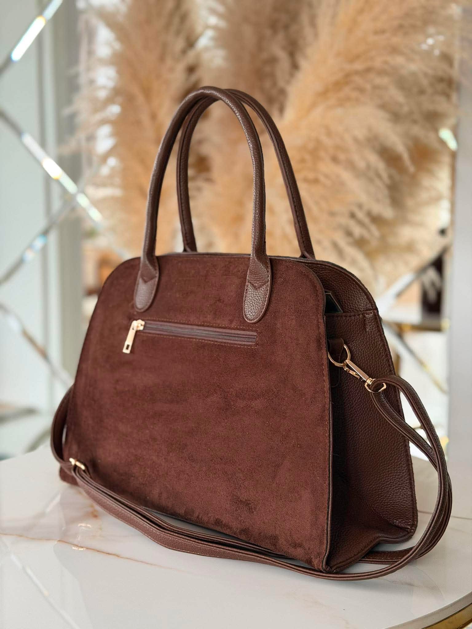 Torebka KUFEREK większy inspiracja shopper gorzka czekolada brąz - obrazek 4