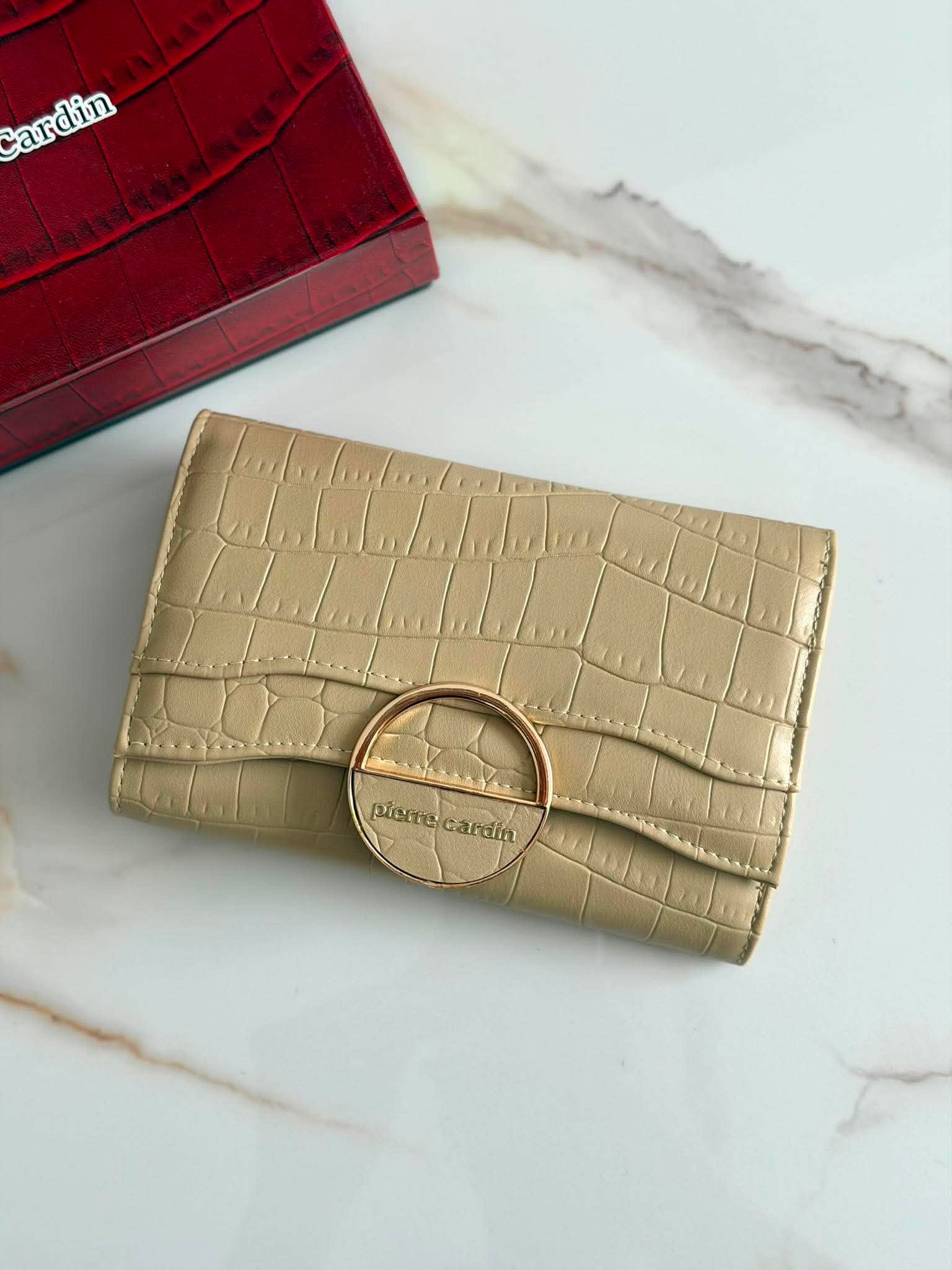 Portfel PIERRE CARDIN croco średni beżowy