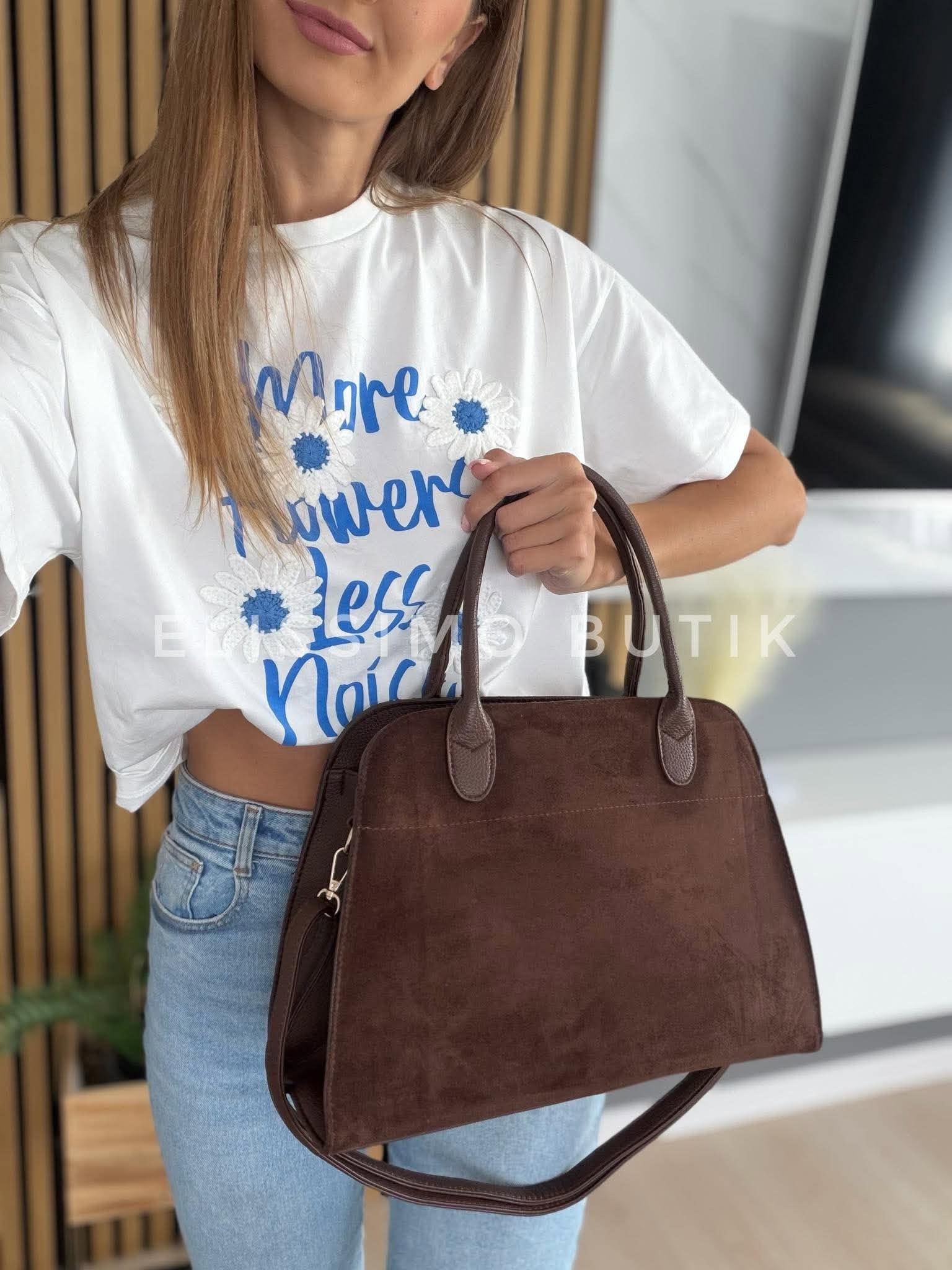 Torebka KUFEREK większy inspiracja shopper gorzka czekolada brąz - obrazek 6